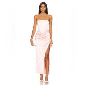 Bardot EVERLASTING SATIN MIDI DRESS IN SOFT PINK- XS